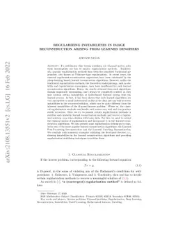 Regularizing Instabilities in Image Reconstruction Arising from Learned
  Denoisers