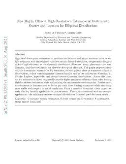 New Highly Efficient High-Breakdown Estimator of Multivariate Scatter
  and Location for Elliptical Distributions