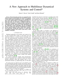 A New Approach to Multilinear Dynamical Systems and Control