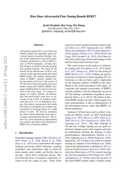 How Does Adversarial Fine-Tuning Benefit BERT?