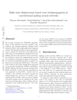 Spike time displacement based error backpropagation in convolutional
  spiking neural networks