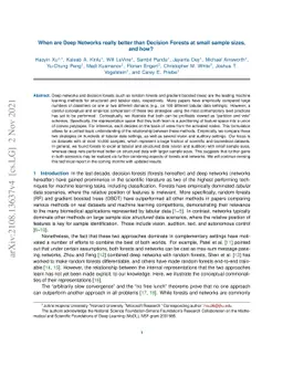 When are Deep Networks really better than Decision Forests at small
  sample sizes, and how?
