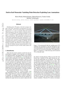 End-to-End Monocular Vanishing Point Detection Exploiting Lane
  Annotations