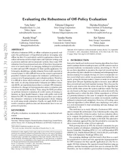 Evaluating the Robustness of Off-Policy Evaluation