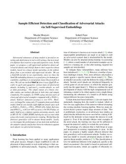 Sample Efficient Detection and Classification of Adversarial Attacks via
  Self-Supervised Embeddings