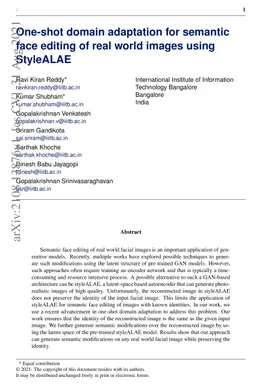 One-shot domain adaptation for semantic face editing of real world
  images using StyleALAE