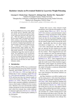 Backdoor Attacks on Pre-trained Models by Layerwise Weight Poisoning