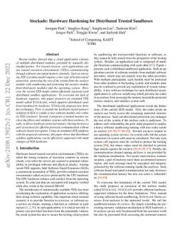 Stockade: Hardware Hardening for Distributed Trusted Sandboxes