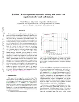 ScatSimCLR: self-supervised contrastive learning with pretext task
  regularization for small-scale datasets