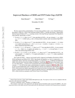 Improved Hardness of BDD and SVP Under Gap-(S)ETH