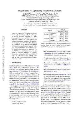 Bag of Tricks for Optimizing Transformer Efficiency