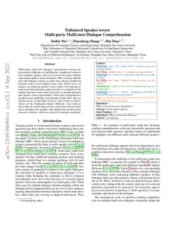 Enhanced Speaker-aware Multi-party Multi-turn Dialogue Comprehension