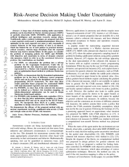 Risk-Averse Decision Making Under Uncertainty