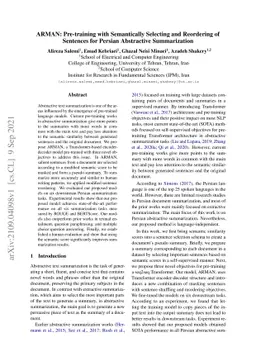 ARMAN: Pre-training with Semantically Selecting and Reordering of
  Sentences for Persian Abstractive Summarization