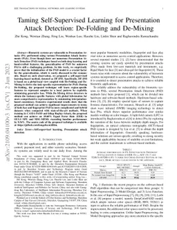 Taming Self-Supervised Learning for Presentation Attack Detection:
  De-Folding and De-Mixing