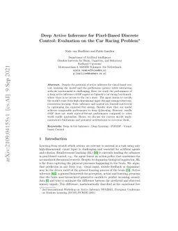 Deep Active Inference for Pixel-Based Discrete Control: Evaluation on
  the Car Racing Problem