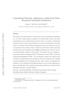 Compositional Clustering: Applications to Multi-Label Object Recognition
  and Speaker Identification