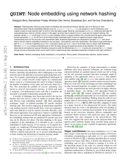 QUINT: Node embedding using network hashing