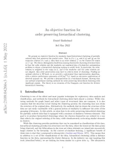 An objective function for order preserving hierarchical clustering