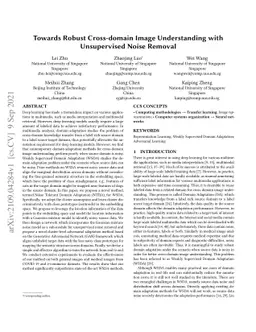 Towards Robust Cross-domain Image Understanding with Unsupervised Noise
  Removal
