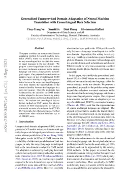 Generalised Unsupervised Domain Adaptation of Neural Machine Translation
  with Cross-Lingual Data Selection