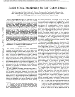 Social Media Monitoring for IoT Cyber-Threats