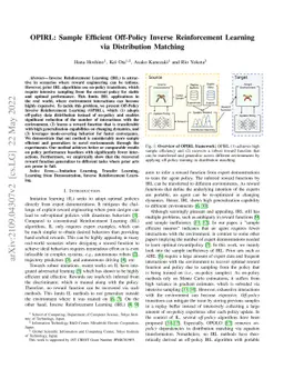 OPIRL: Sample Efficient Off-Policy Inverse Reinforcement Learning via
  Distribution Matching
