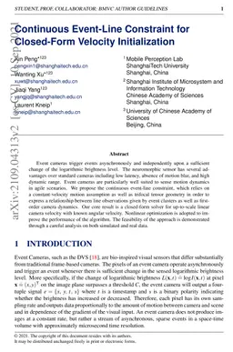 Continuous Event-Line Constraint for Closed-Form Velocity Initialization