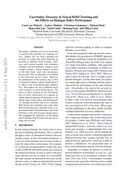 Uncertainty Measures in Neural Belief Tracking and the Effects on
  Dialogue Policy Performance