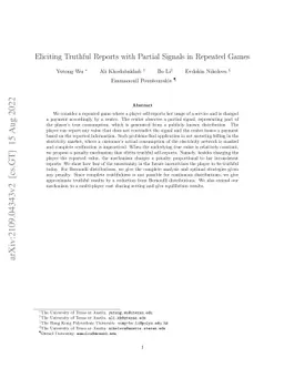 Eliciting Truthful Reports with Partial Signals in Repeated Games