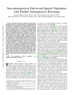Non-autoregressive End-to-end Speech Translation with Parallel
  Autoregressive Rescoring