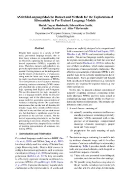 AStitchInLanguageModels: Dataset and Methods for the Exploration of
  Idiomaticity in Pre-Trained Language Models