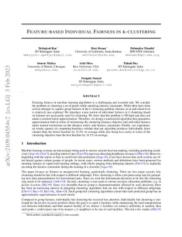 Feature-based Individual Fairness in k-Clustering