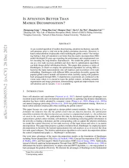 Is Attention Better Than Matrix Decomposition?