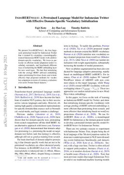 IndoBERTweet: A Pretrained Language Model for Indonesian Twitter with
  Effective Domain-Specific Vocabulary Initialization