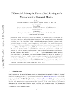Differential Privacy in Personalized Pricing with Nonparametric Demand
  Models