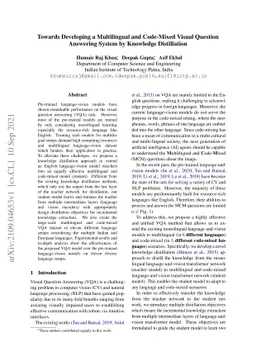 Towards Developing a Multilingual and Code-Mixed Visual Question
  Answering System by Knowledge Distillation