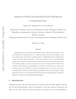 Interaction Models and Generalized Score Matching for Compositional Data