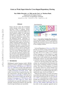 Genre as Weak Supervision for Cross-lingual Dependency Parsing