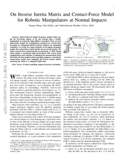 On Inverse Inertia Matrix and Contact-Force Model for Robotic
  Manipulators at Normal Impacts