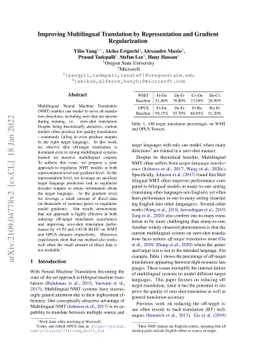 Improving Multilingual Translation by Representation and Gradient
  Regularization