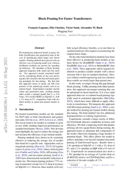 Block Pruning For Faster Transformers