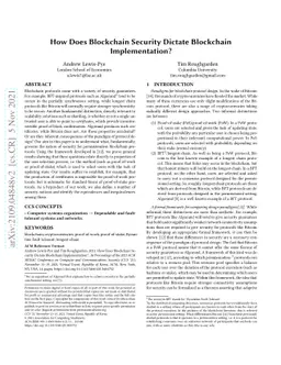 How Does Blockchain Security Dictate Blockchain Implementation?