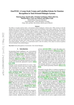 EmoWOZ: A Large-Scale Corpus and Labelling Scheme for Emotion
  Recognition in Task-Oriented Dialogue Systems