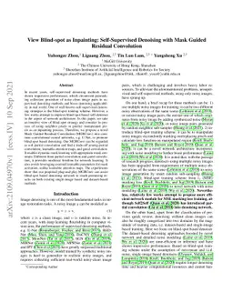 View Blind-spot as Inpainting: Self-Supervised Denoising with Mask
  Guided Residual Convolution