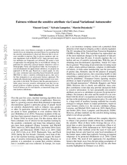 Fairness without the sensitive attribute via Causal Variational
  Autoencoder