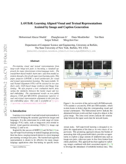 LAViTeR: Learning Aligned Visual and Textual Representations Assisted by
  Image and Caption Generation