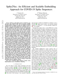 Spike2Vec: An Efficient and Scalable Embedding Approach for COVID-19
  Spike Sequences