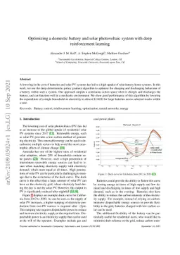 Optimizing a domestic battery and solar photovoltaic system with deep
  reinforcement learning