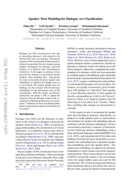 Speaker Turn Modeling for Dialogue Act Classification